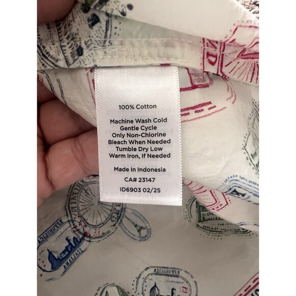 NWT Talbots MODERN CLASSIC SHIRT - PASSPORT STAMPS Paper Weight Size S - Picture 7 of 7
